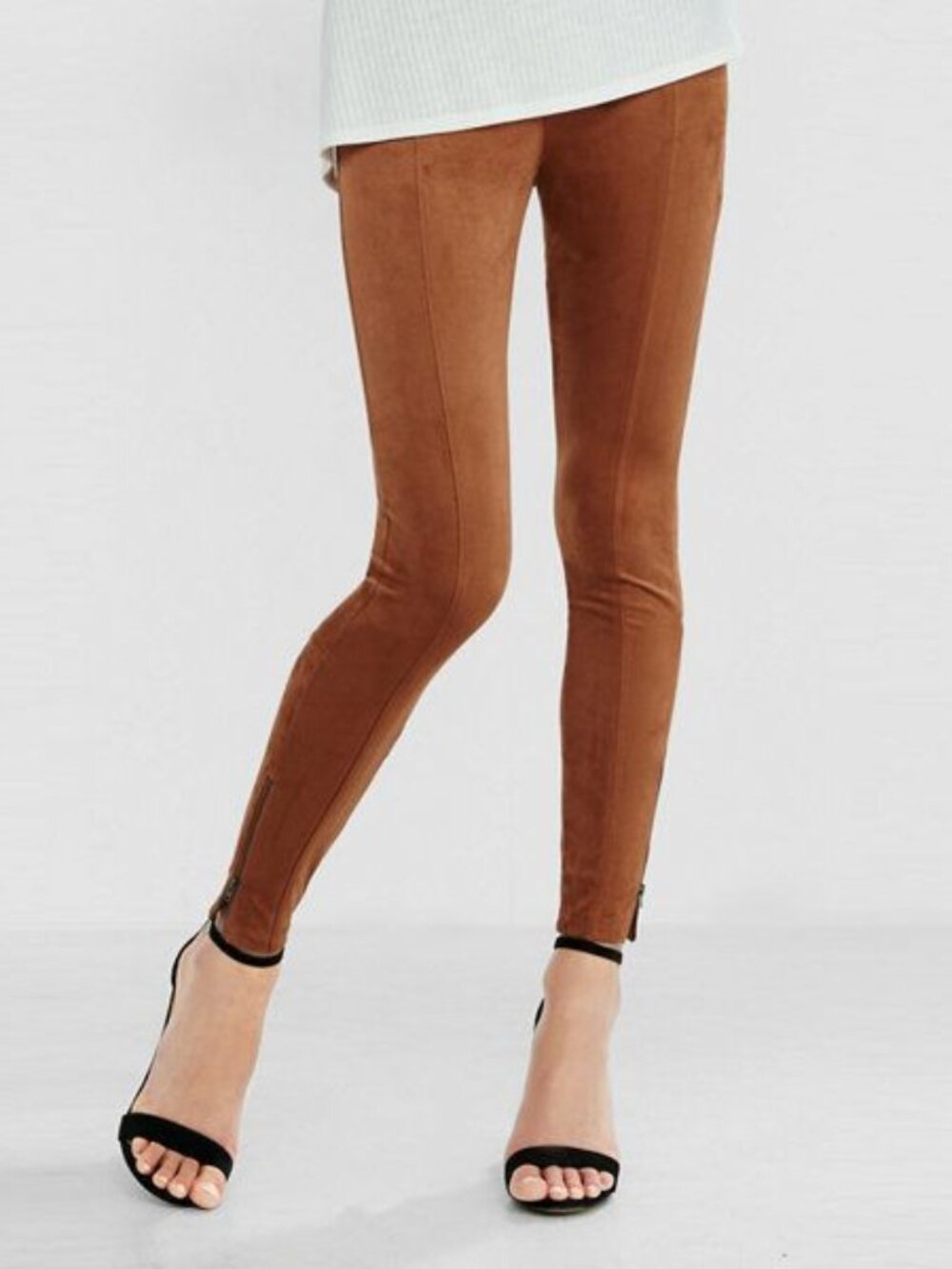 Express faux suede ankle zip legging